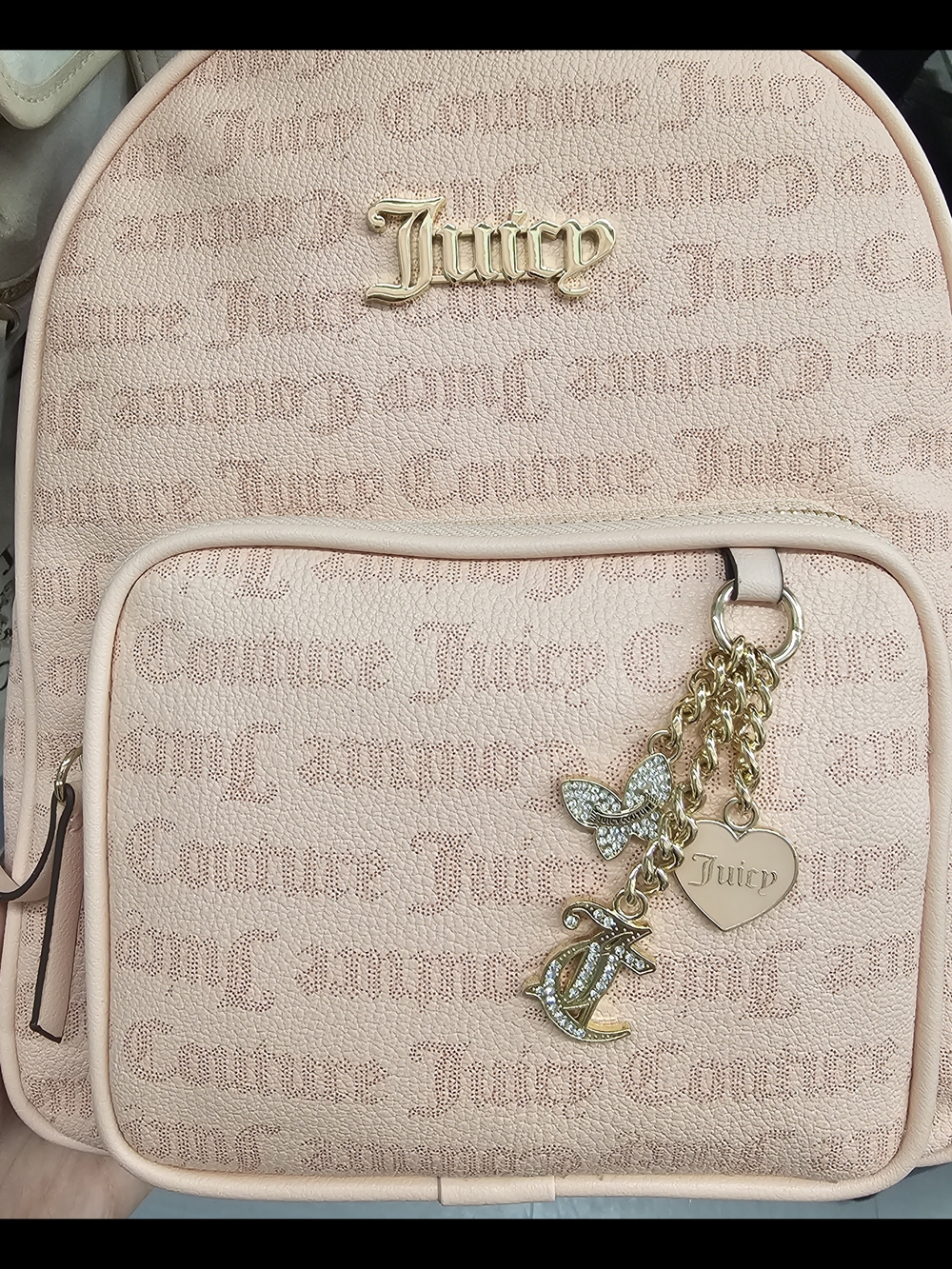 Juicy Couture Blush Monogram Mini Backpack with Gold Charm - Y2K Aesthetic - Picture 3 of 4
